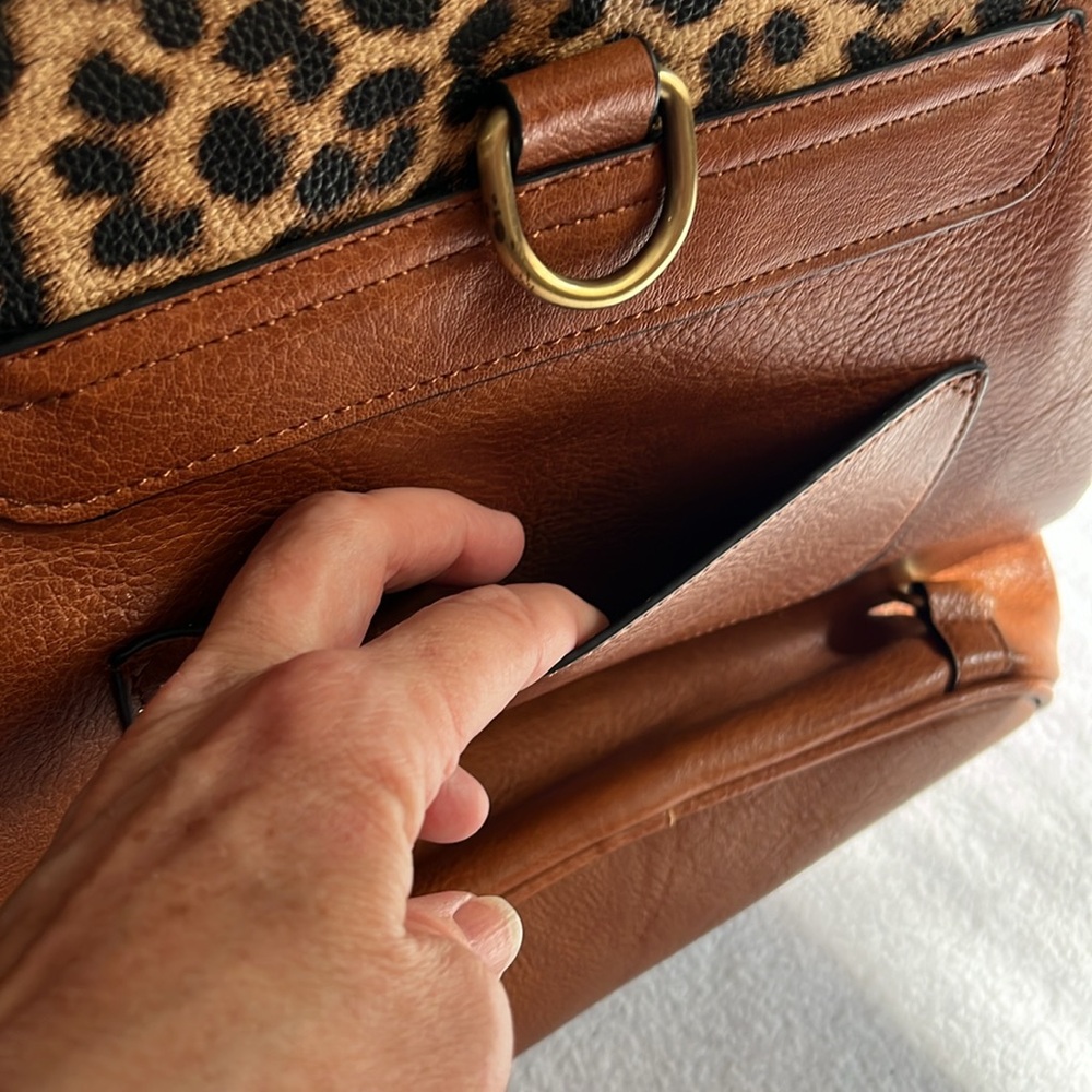Convertible Brown/Cheetah Backpack Purse - Picture 4 of 13